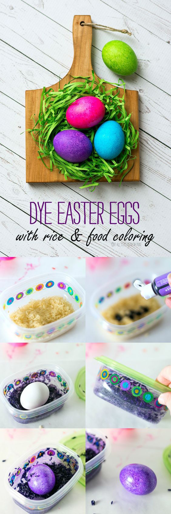 Dyed Easter eggs with rice