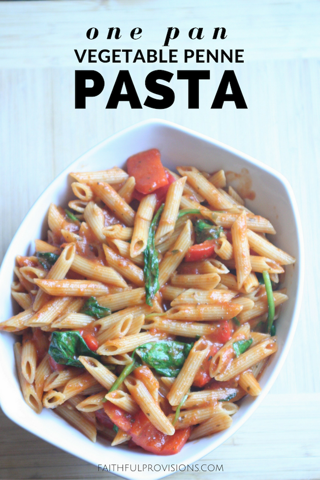 One Pan Vegetable Penne Pasta - Perfect for an easy, back-to-school meal!